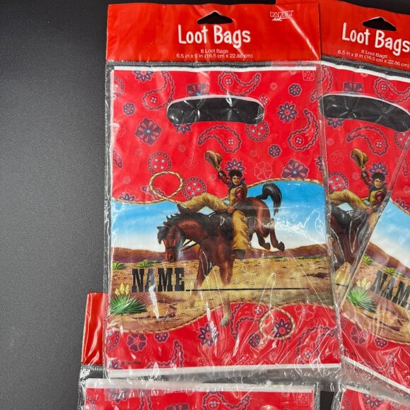 Rodeo Cowboy Loot Treat Bags Paper Art Western Kids Birthday Party - Picture 4 of 8